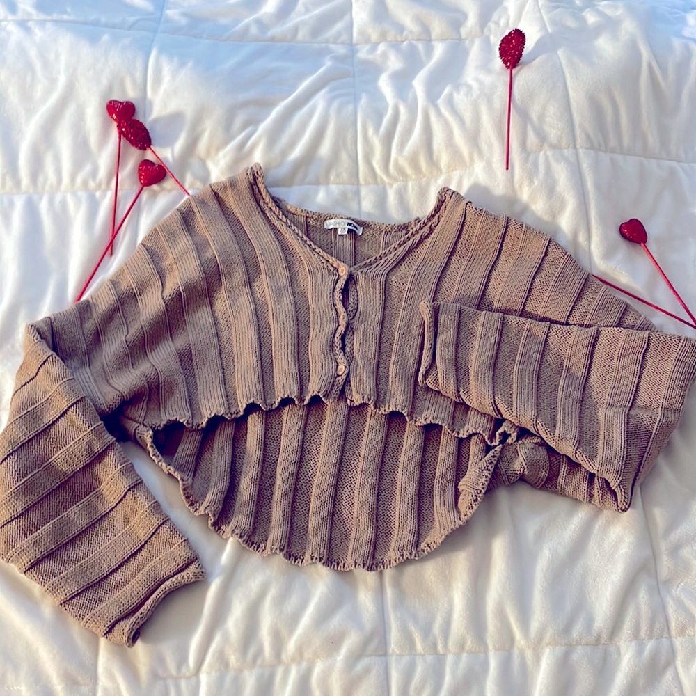 Fashion Nova Crop Tan Sexy Cardi